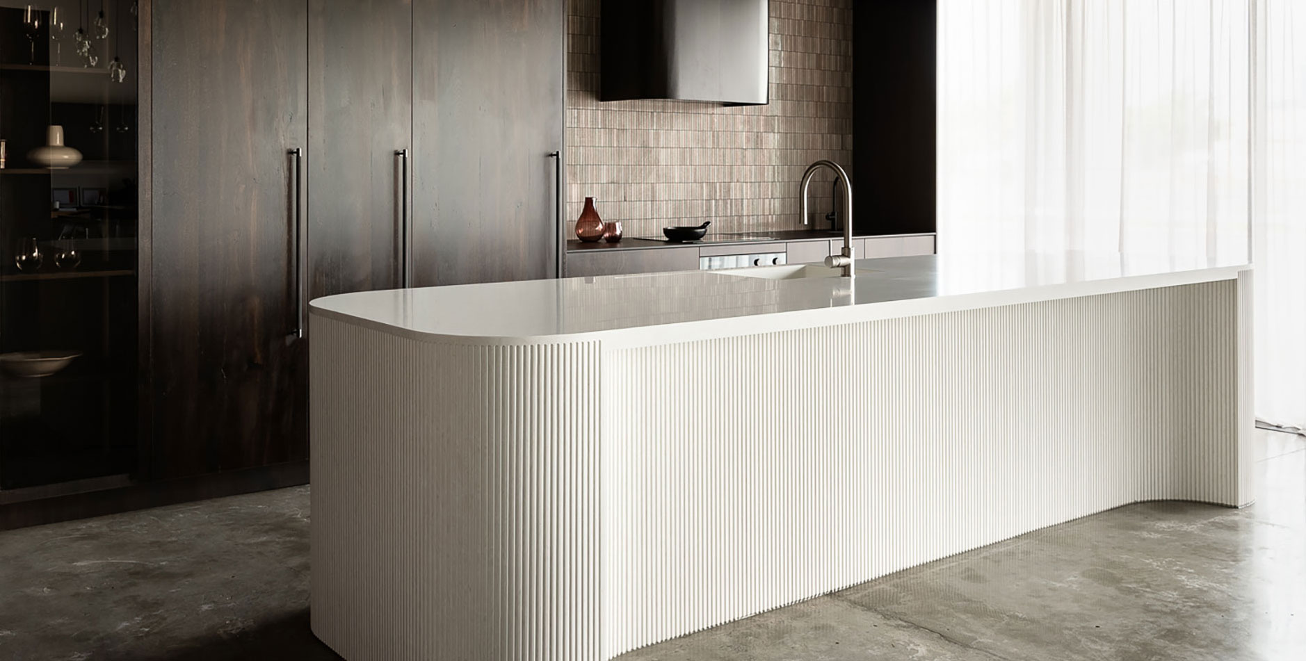 Πάγκος Corian για κουζίνα σε λευκή απόχρωση